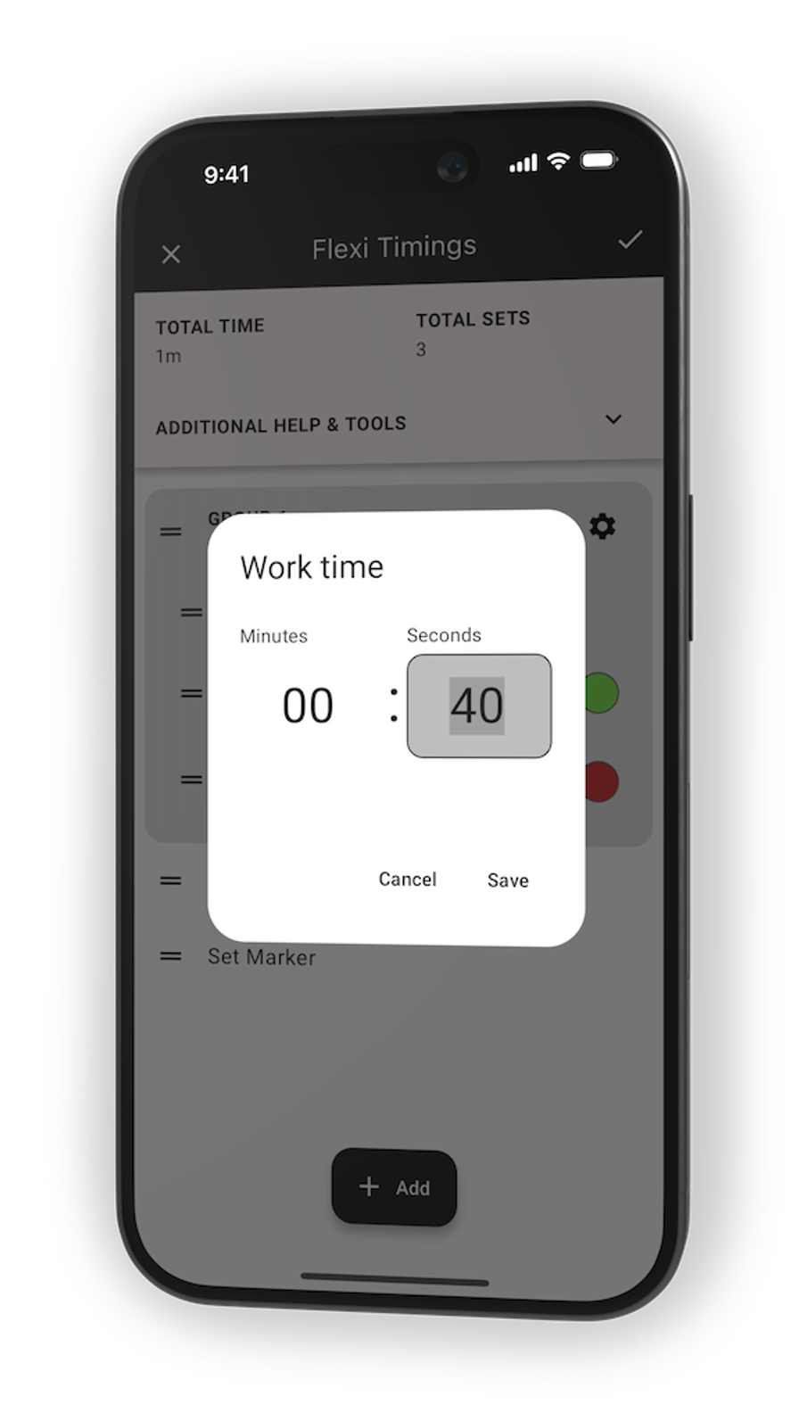 CloudFit app - editing timing duration