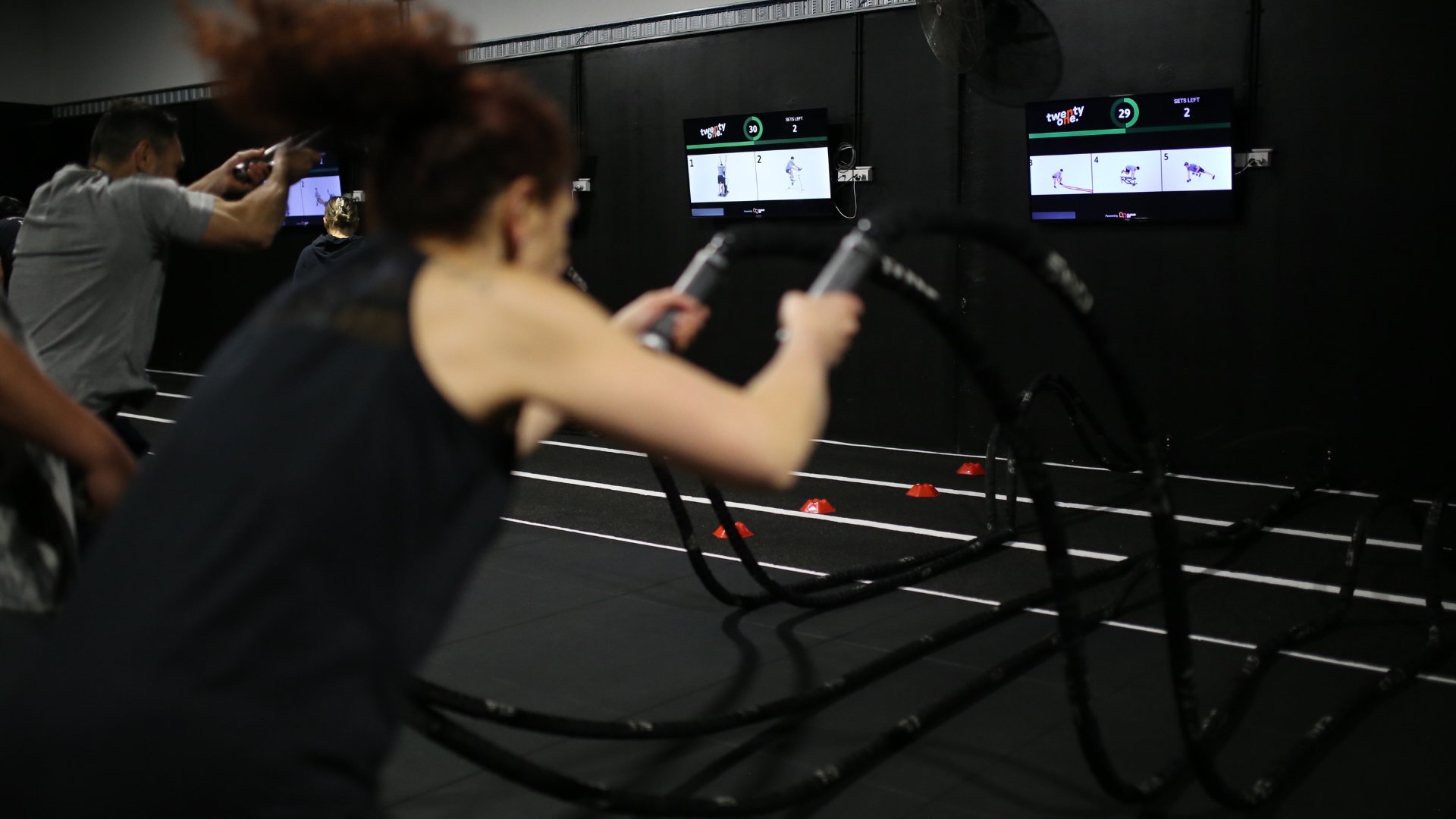 CloudFit running in a gym class