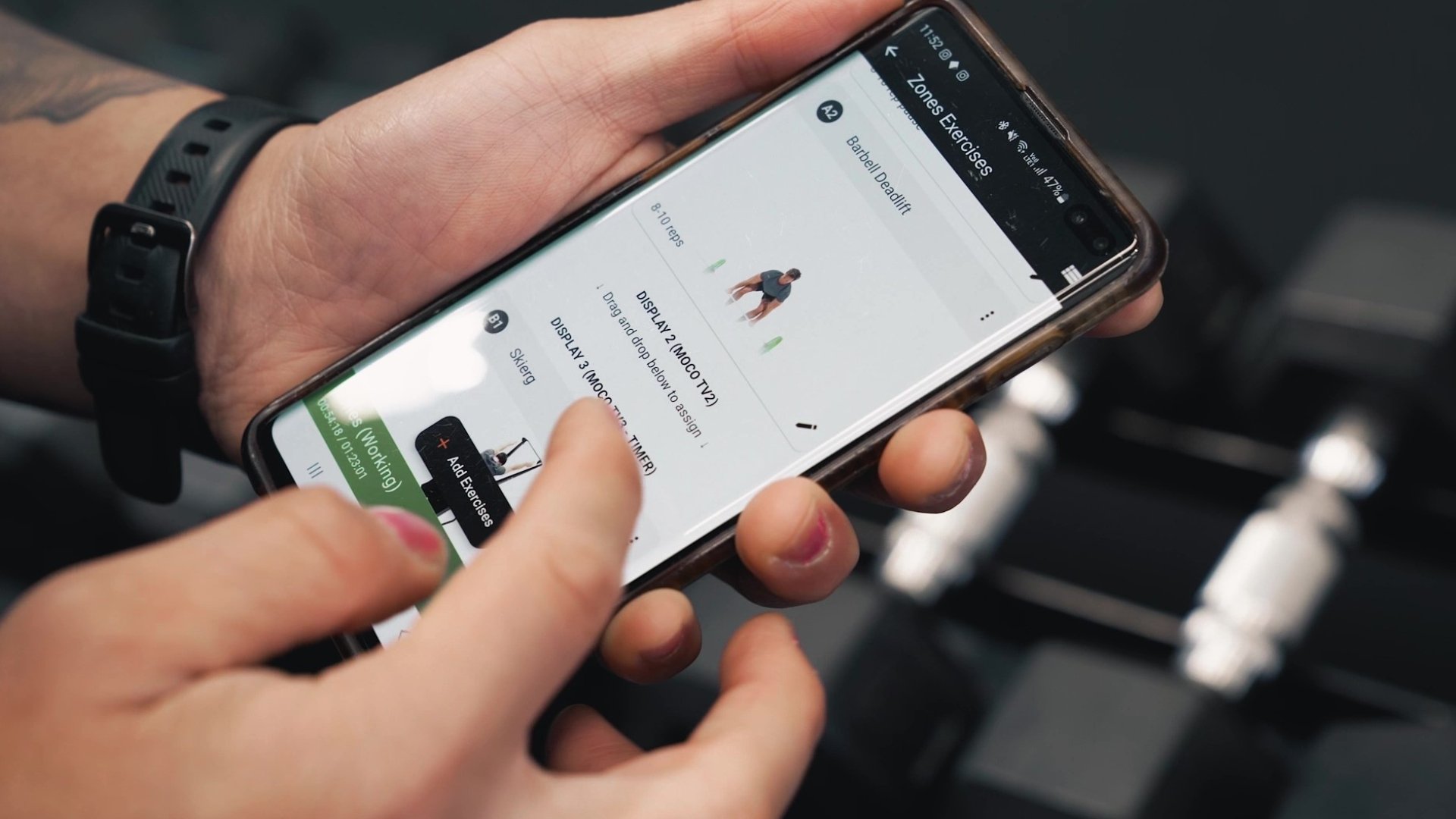The CloudFit controller app being used in a gym