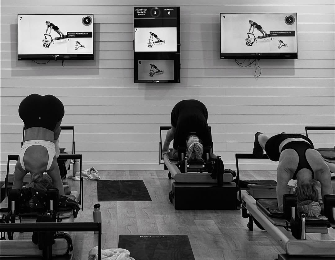 CloudFit workout display running in a Pilates class
